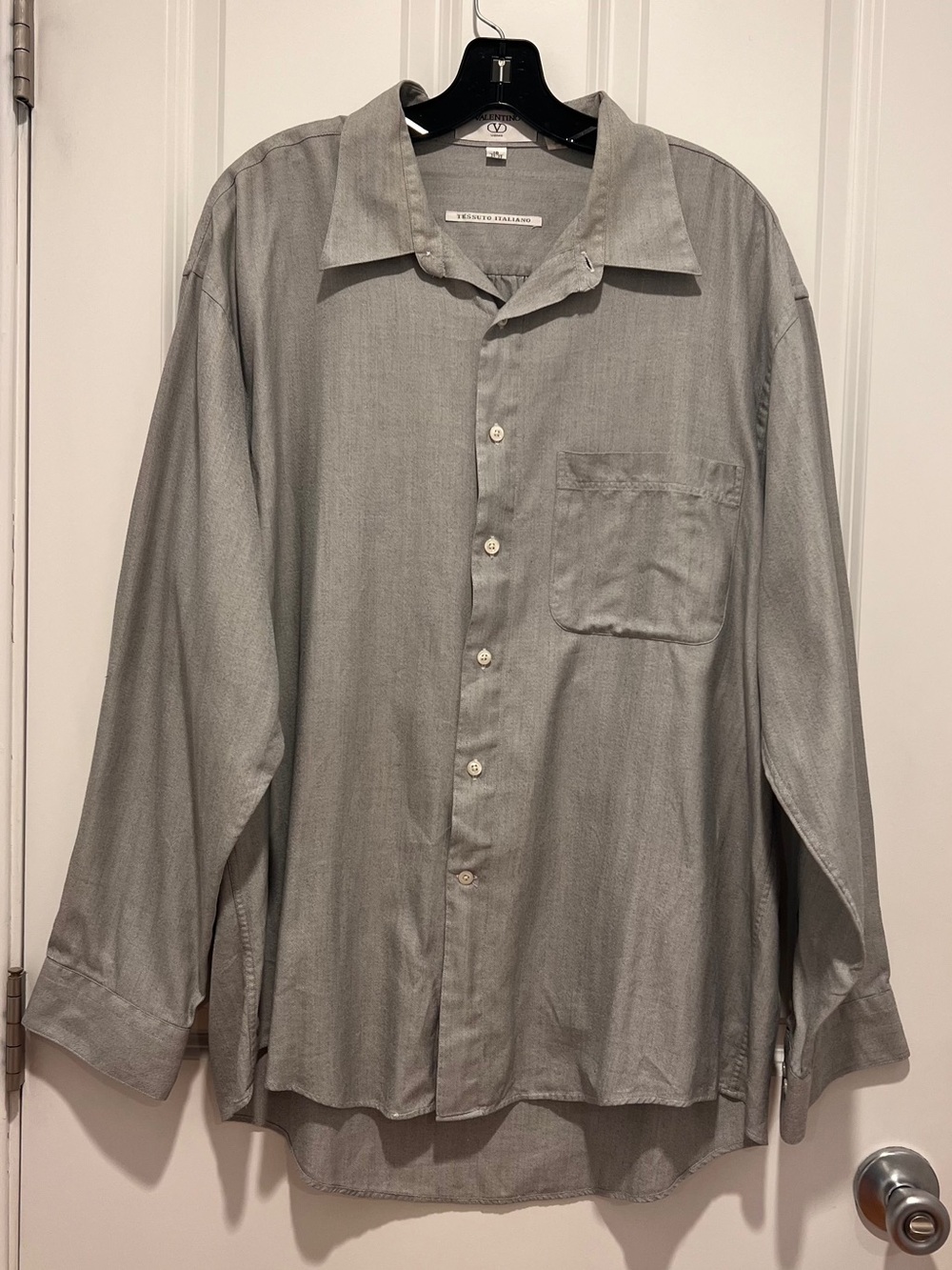 Vintage Valentino Men's Long-Sleeve Button-Up Shirt — Gray